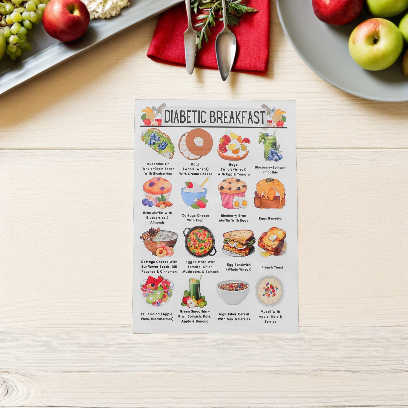 Meal Prep Diet - 3Pcs Set Poster Panduan Makanan Diabetes