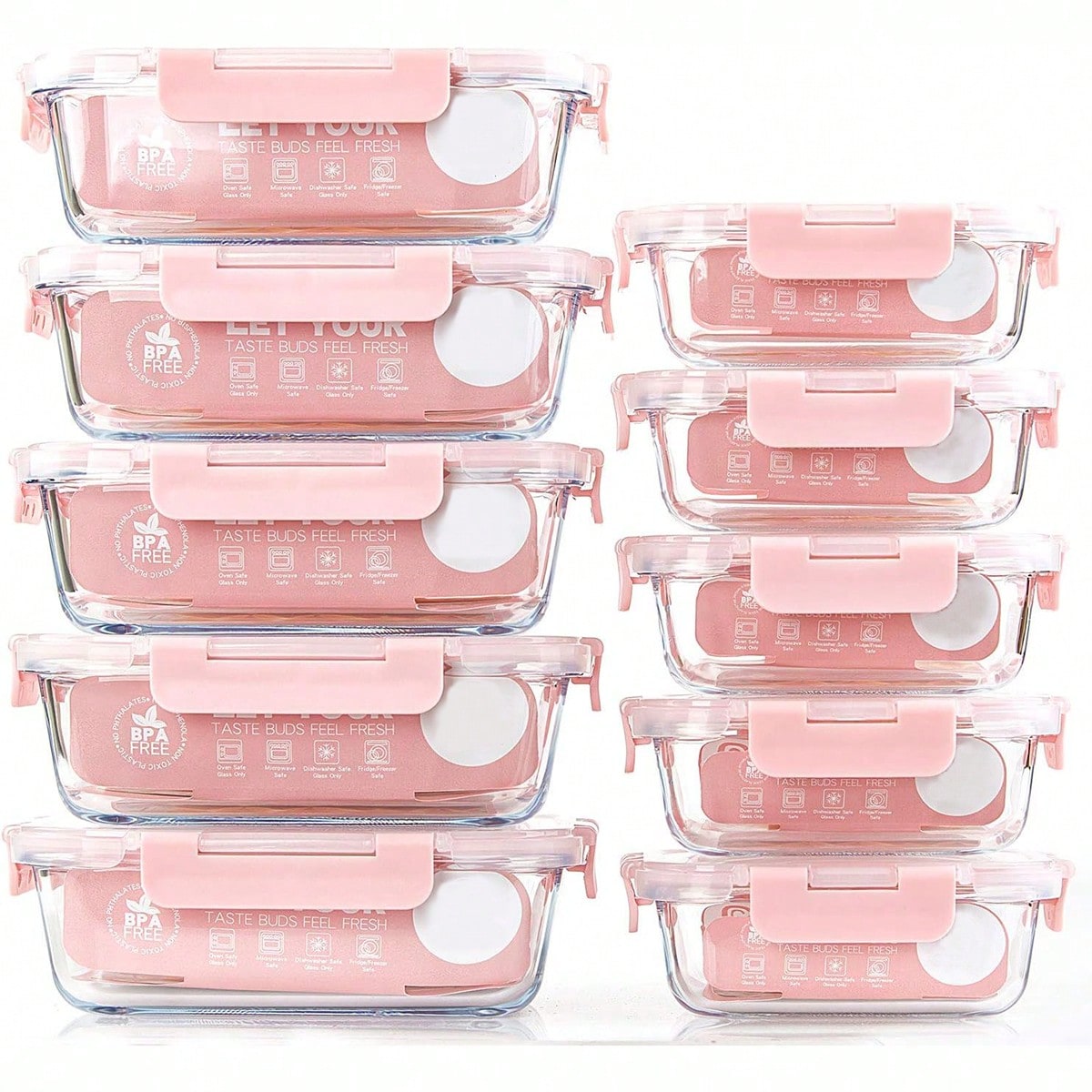 Meal Prep Food - 10 Wadah Makanan Kaca, Wadah Penyimpanan