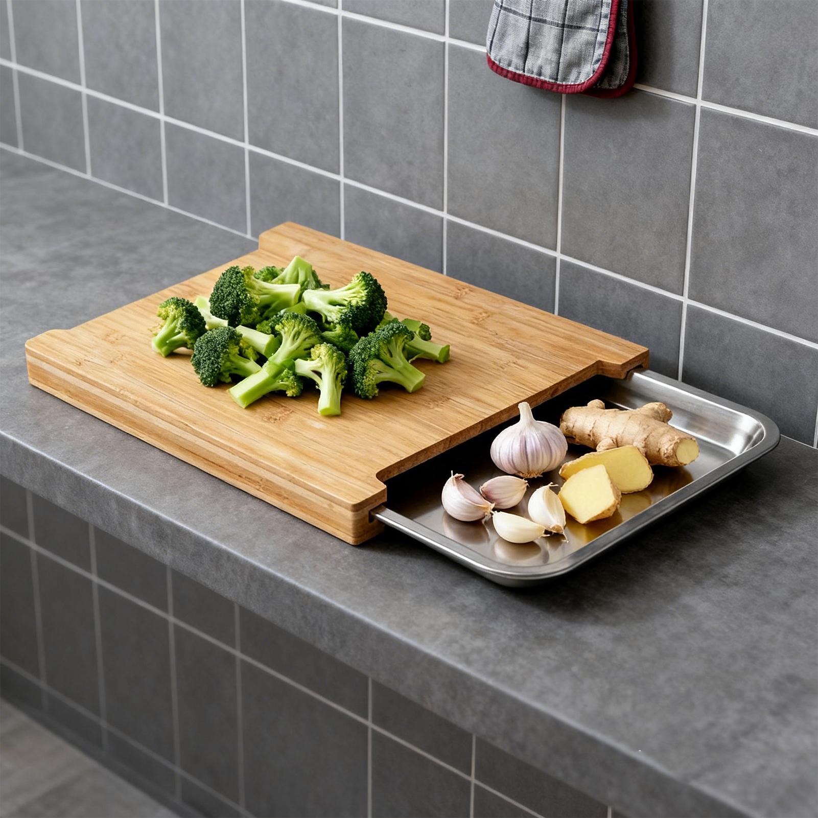 Meal Prep Food - Papan Pemotong Kayu Anti-Selip untuk Persiapan