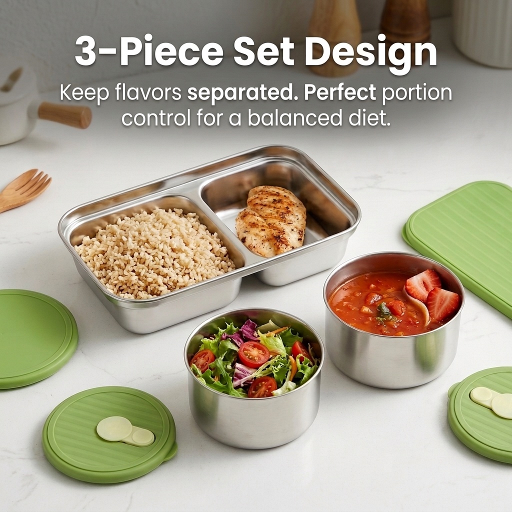 Kotak Bento Baja Tahan Karat 3 - Meal Prep Kinder ulasan dan harga