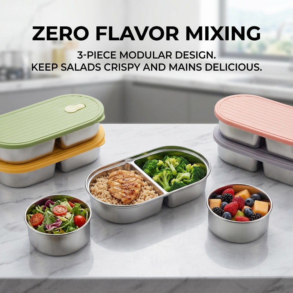 Kotak Makan Bento Stainless St - Meal Prep Kinder ulasan dan harga