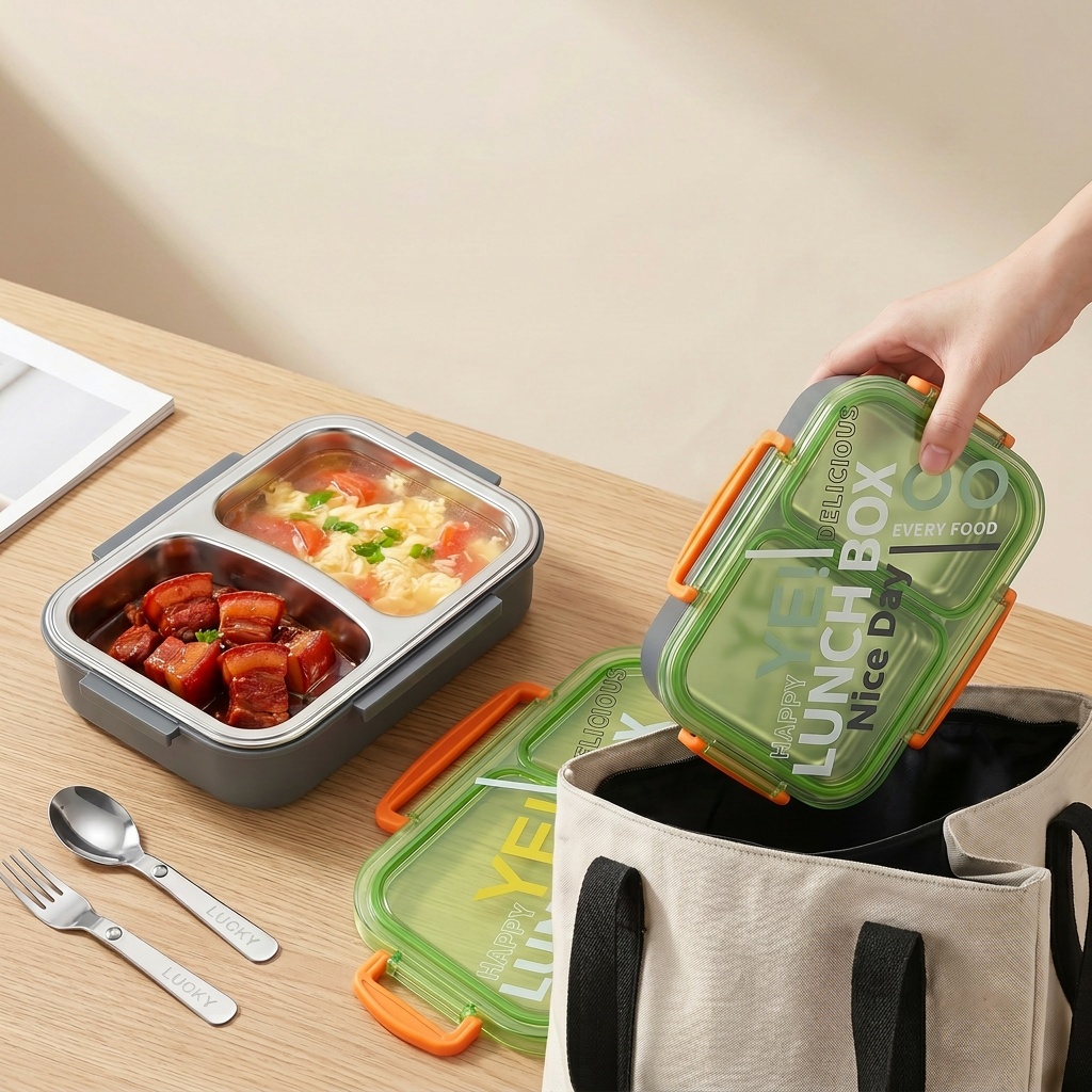 Kotak Makan Bento Stainless St - Meal Prep Kinder ulasan dan harga